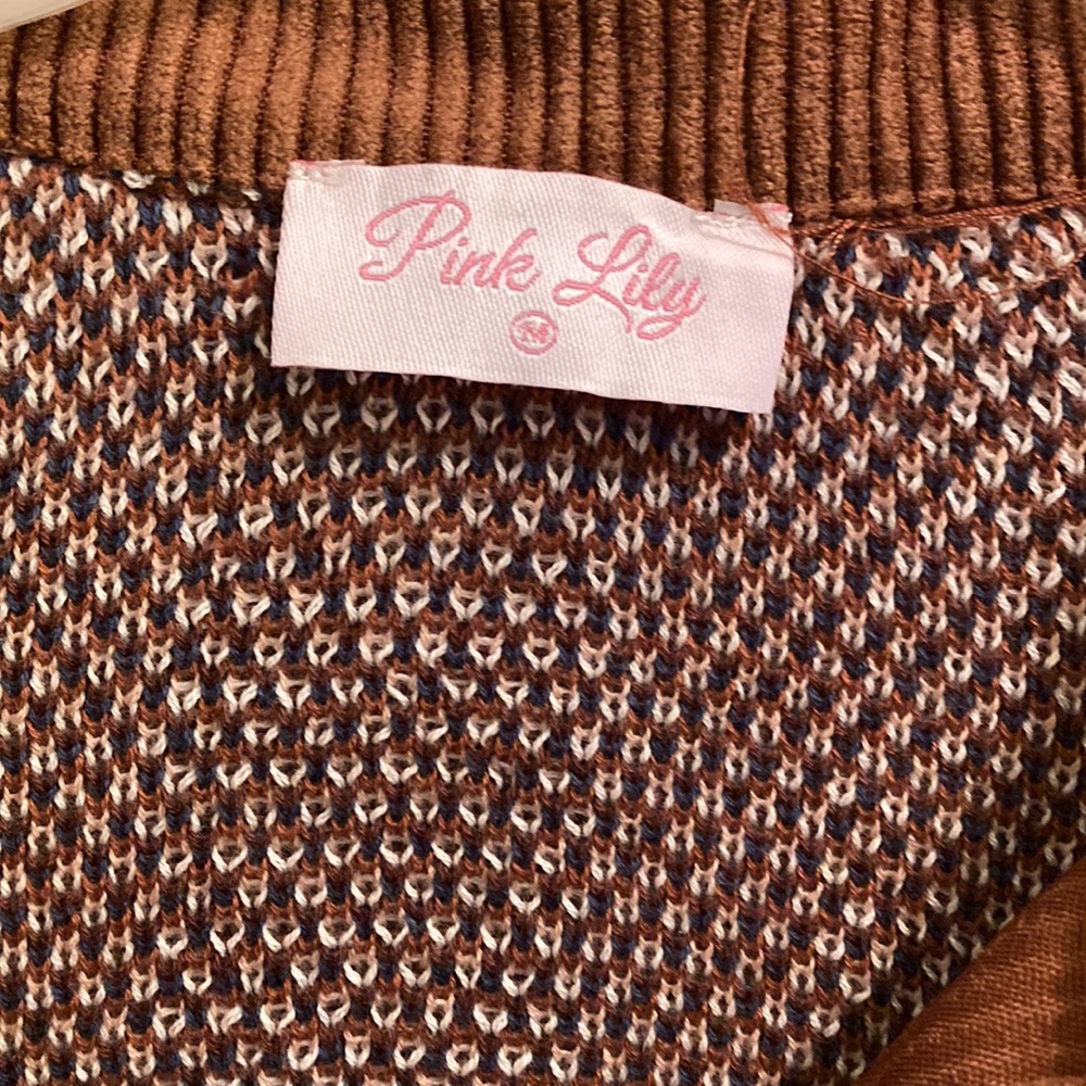 Pink Lily Rust Colored Shacket With Aztec Print S… - image 4